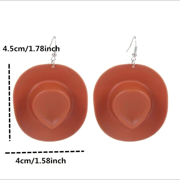 White Fun & Funky Disco Cowboy Hat Earrings - Picture 3 of 3